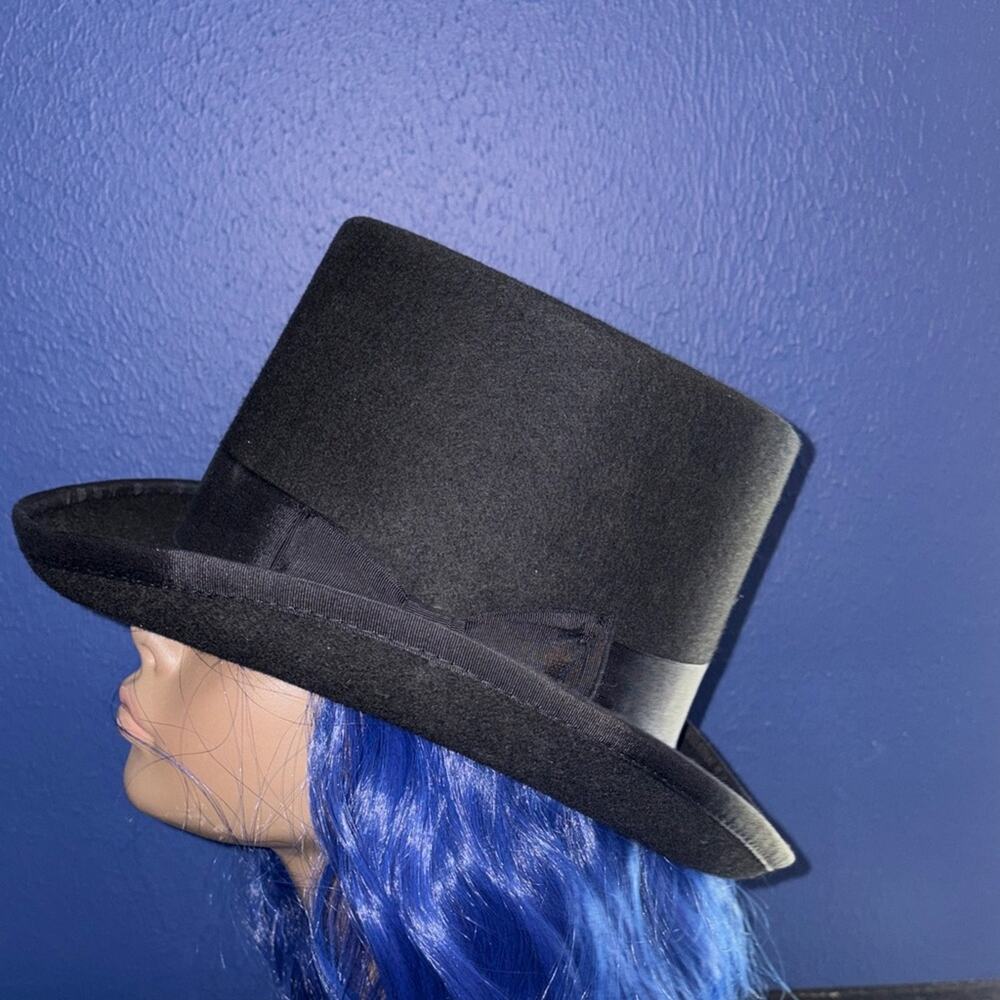Hats In The Belfry Black Wool Felt Top Hat – Size Large